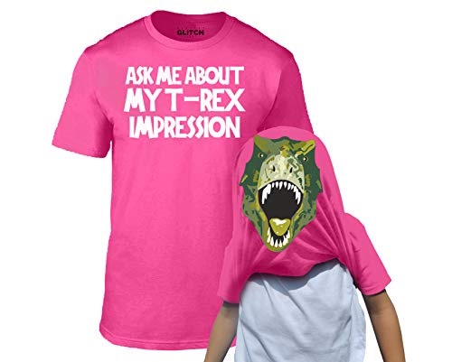 Reality Glitch Kinder T-Shirt Ask Me About My T-Rex Flip (Fuchsie, 5-6 Jahre) von Reality Glitch