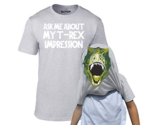 Reality Glitch Kinder T-Shirt Ask Me About My T-Rex Flip (Grau, 7-8 Jahre) von Reality Glitch