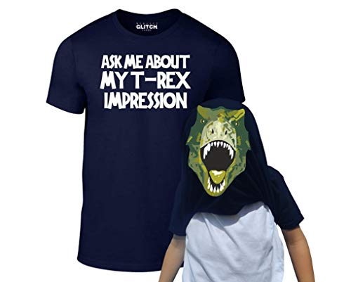 Reality Glitch Kinder T-Shirt Ask Me About My T-Rex Flip (Navy Blau, 5-6 Jahre) von Reality Glitch