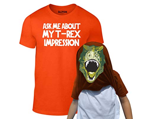 Reality Glitch Kinder T-Shirt Ask Me About My T-Rex Flip (Orange, 5-6 Jahre) von Reality Glitch