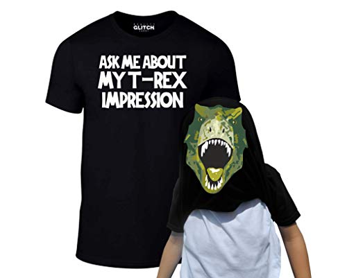 Reality Glitch Kinder T-Shirt Ask Me About My T-Rex Flip (Schwarz, 7-8 Jahre) von Reality Glitch