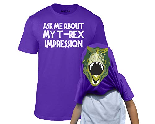 Reality Glitch Kinder T-Shirt Ask Me About My T-Rex Flip (Violett, 12-14 Jahre) von Reality Glitch