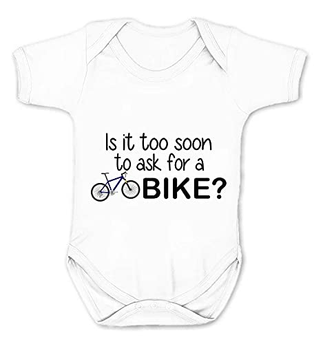Reality Glitch Kurzärmeliger Strampler mit Aufschrift "Is It Too Soon To Ask for A Bike", weiß, 3-6 Monate von Reality Glitch