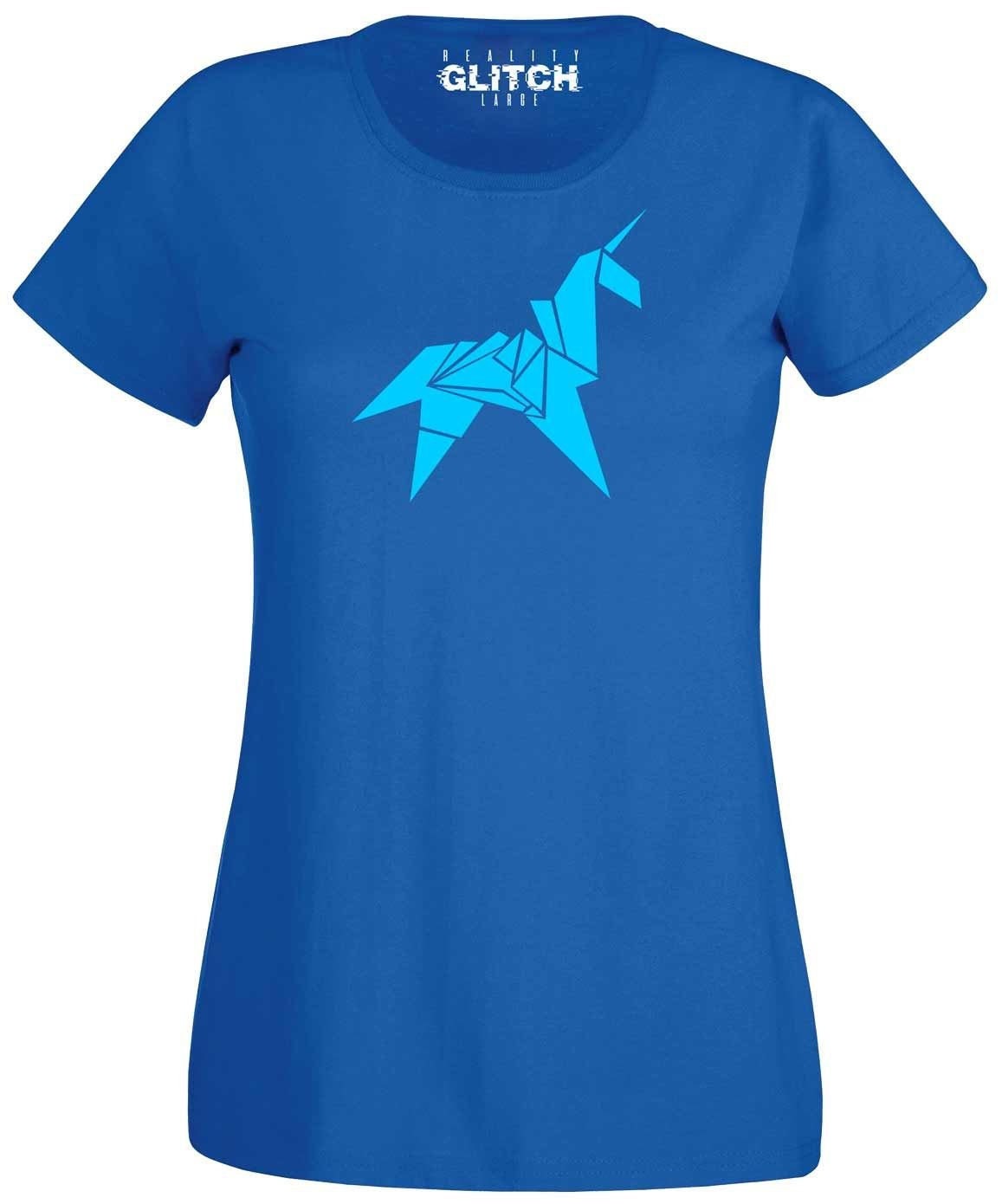Damen Origami Einhorn T-Shirt von RealityGlitchUK