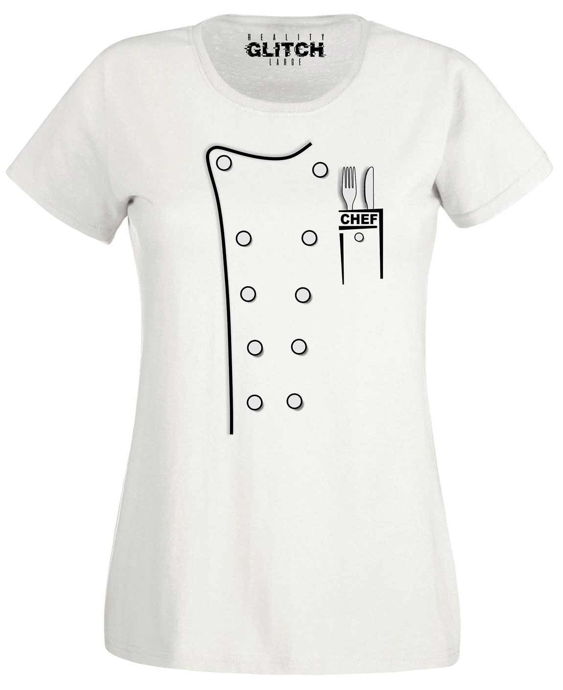 Reality Glitch Damen Chef Whites T-Shirt von RealityGlitchUK