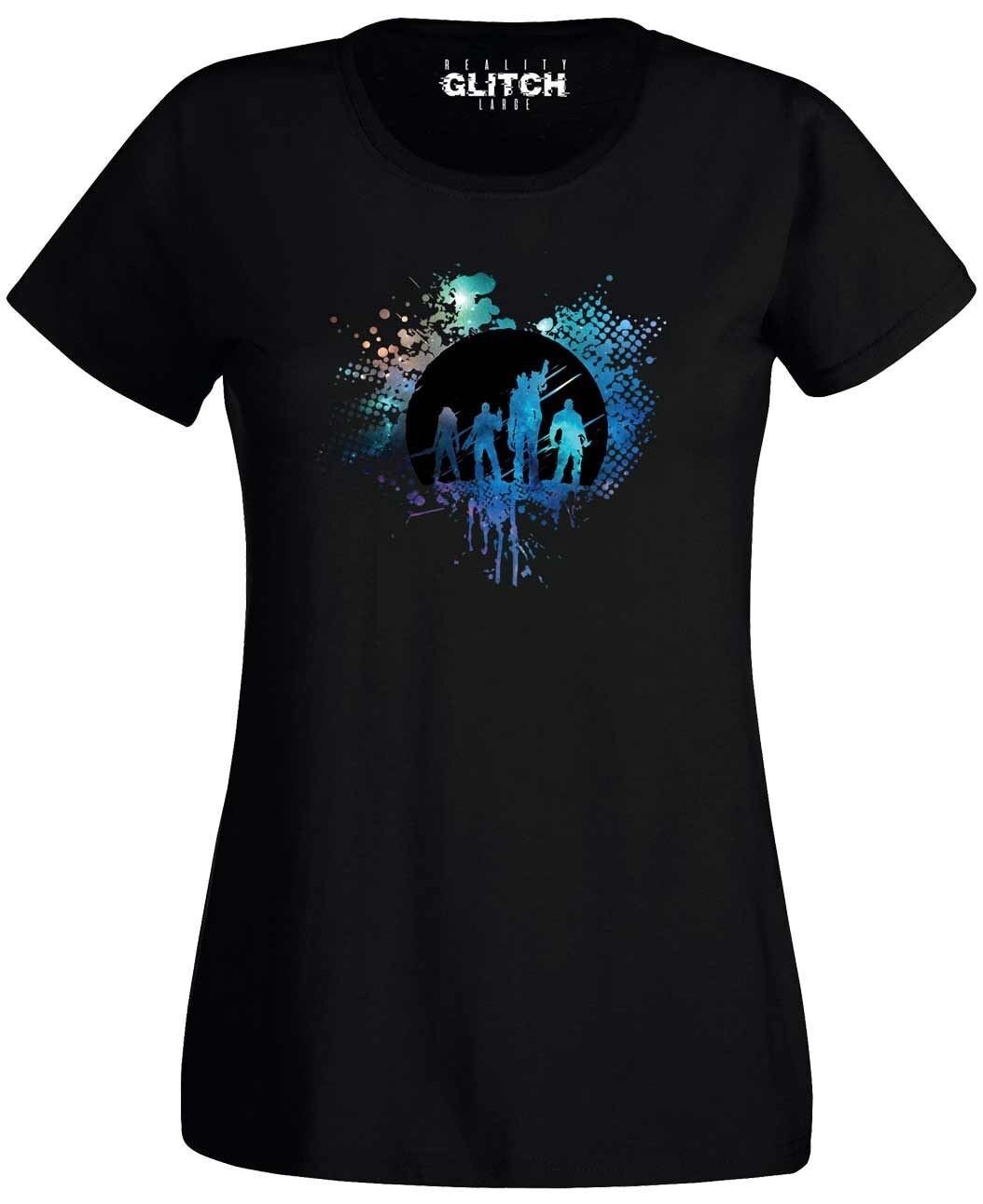 Reality Glitch Damen Galaxy Silhouette Splat T-Shirt von RealityGlitchUK