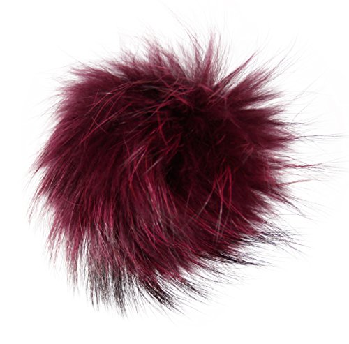 XXL Bommel mit Anstecknadel Pelzbommel Fellbommel Pompon Pelz Fell Echtpelz Bommelmütze ! viele Farben !, Bommel Weinrot, XXL 16-20 cm Durchmesser von Realkontor