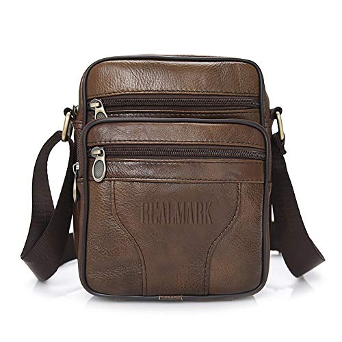 Realmark Leder Umhängetasche Herren Echtleder Schultertasche Männer Messenger Business Handtasche Herrentasche Arbeitstasche von Realmark