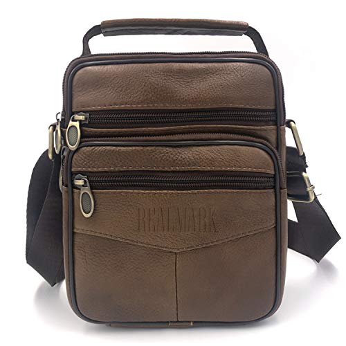 Realmark Leder Umhängetasche Herren Echtleder Schultertasche Männer Messenger Business Handtasche Herrentasche Arbeitstasche von Realmark