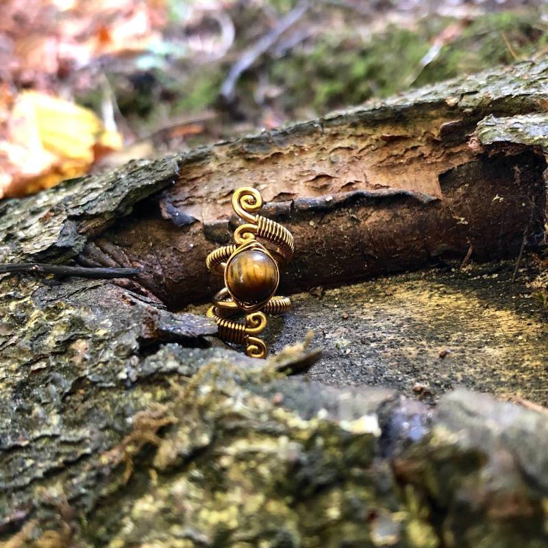 Dreadlock Perle, Kupferdraht Schmuck Mit Tigerauge von RealmsEnd