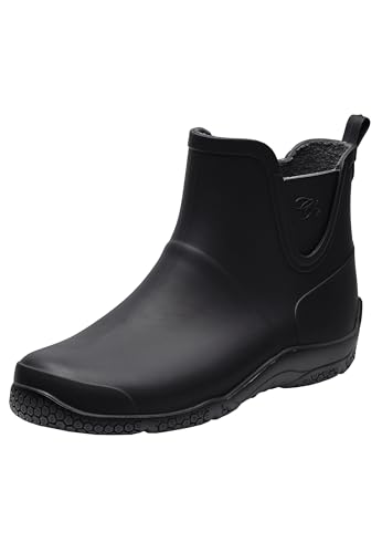 Realpaks Damen Knöchel PVC wasserdichte Outdoor-Gummistiefel für Gartenarbeitsschuhe BG 8/2, Schwarz, 38 von Realpaks