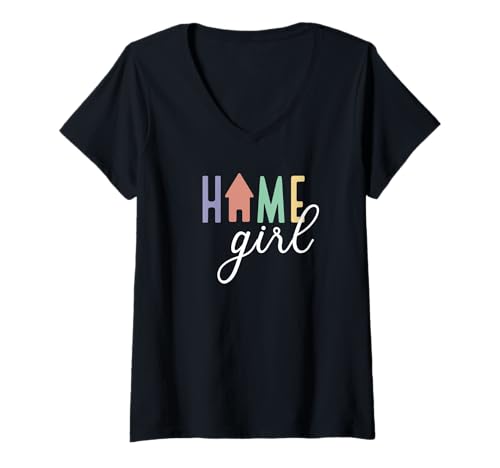 Damen Makler Rainbow Home Girl T-Shirt mit V-Ausschnitt Damen Makler Rainbow Home Girl T-Shirt mit V-Ausschnitt von Realtor Everything