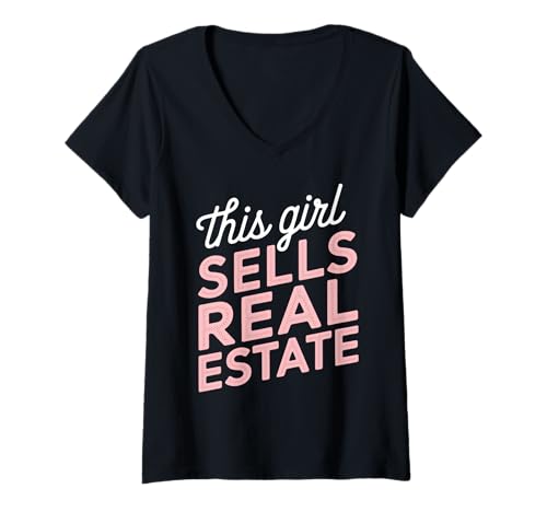 Damen Dieses Mädchen verkauft Immobilienmakler House Realtor Damen T-Shirt mit V-Ausschnitt Damen Dieses Mädchen verkauft Immobilienmakler House Realtor Damen T-Shirt mit V-Ausschnitt von Realtor Home House Seller Real Estate Agent Gifts