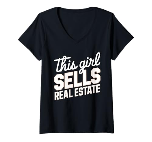Damen Dieses Mädchen verkauft Immobilienmakler Mietmakler Realtor Home T-Shirt mit V-Ausschnitt Damen Dieses Mädchen verkauft Immobilienmakler Mietmakler Realtor Home T-Shirt mit V-Ausschnitt von Realtor Home House Seller Real Estate Agent Gifts