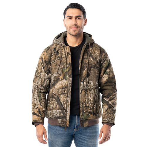 Realtree Herren Insulated Duck Quilted Lined Full Zip Hoodie Kapuzenpullover, ca, XXL von Realtree