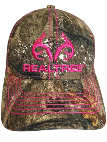 Realtree Pink Logo Camo Mesh Cap Mütze RT Rand Teilstrukturiert Niedrige Krone Schweißband Ballmütze von Realtree