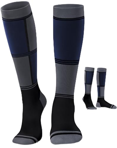 Reamphy 2 Paar Merinowolle Skisocken Herren & Damen,Wintersocken Warme Dicke Kniestrümpfe Herren Ski Socks,Thermostrümpfe Atmungsaktiv Skistrümpfe Socken für Outdoor Wintersport,Laufen,Ski Socken2 von Reamphy