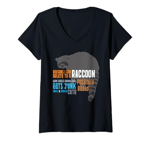 Damen Gründe, Warum ich Mich mit einem Waschbären identifizieren kann Lustiger süßer molliger Waschbär T-Shirt mit V-Ausschnitt Damen Gründe, Warum ich Mich mit einem Waschbären identifizieren kann Lustiger süßer molliger Waschbär T-Shirt mit V-Ausschnitt von Reasons I Can Relate To A Raccoon Chubby Gifts