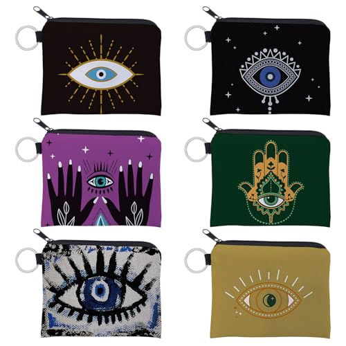 Rebanky 6 Stück Kleines Täschchen mit Reißverschluss Mini Geldbeutel Damen Stoff Kleines Täschchen für Handtasche Damen Mini Geldbeutel für Münzen und Schlüssel (6 Stile) von Rebanky
