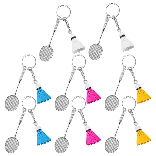 Rebanky 8 Stück Badminton Schlüsselanhänger Badminton Keychain Badminton Ball Anhänger Metall Federball Badminton Anhänger Badminton zubehör Schlüsselanhänger für Taschen Rucksack Dekoration 4 Farben von Rebanky