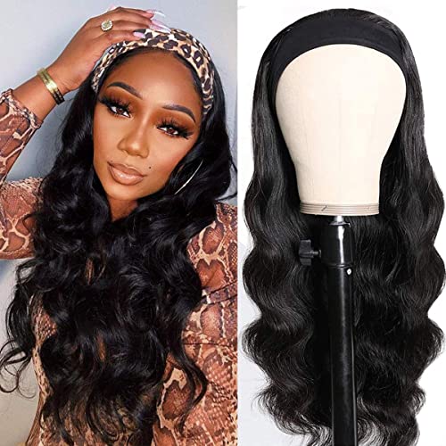 Headband Wigs for Black Women Body Wave Headband Wig Human Hair Wigs Brazilian Virgin Hair Glueless Wig Wear and Go Headband Wig 150% Density (22" Headband wigs) von Rebasar