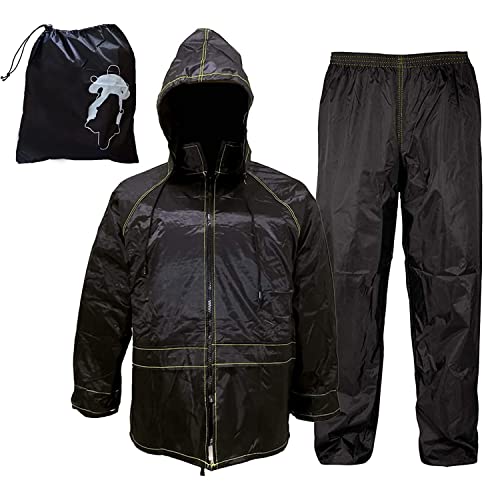 Rebeca Shop Motorrad-Overall, wasserdicht, winddicht, schwarz, Jacke und Hose, verdeckte Kapuze, für Herren und Damen, Roller, Motorrad-Zubehör-Set, Schwarz , XL von Rebeca Shop