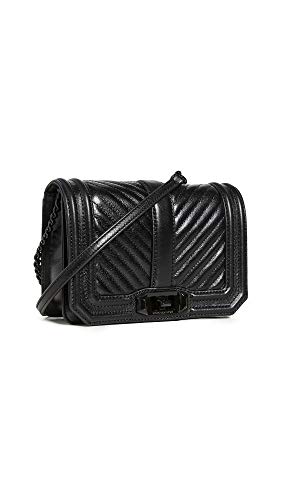 Rebecca Minkoff Damen Chevron Gesteppte Kleine Love Crossbody Umhängetasche, Schwarz/Schwarz Shellac von Rebecca Minkoff