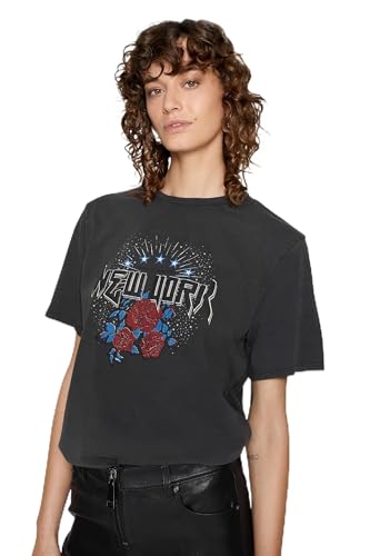 Rebecca Minkoff Damen T-Shirt, Dunkles Stone Wash, Klein von Rebecca Minkoff