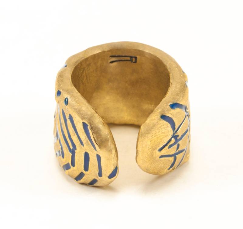 Blauer Web Ring, Messing Ring Mit Blauem Emaille, Unisex Handarbeit Tragbare Kunst, Lifestyle Schmuck, Unisex, Einzigartige Geschenkidee von RebeccaNadlerDesigns