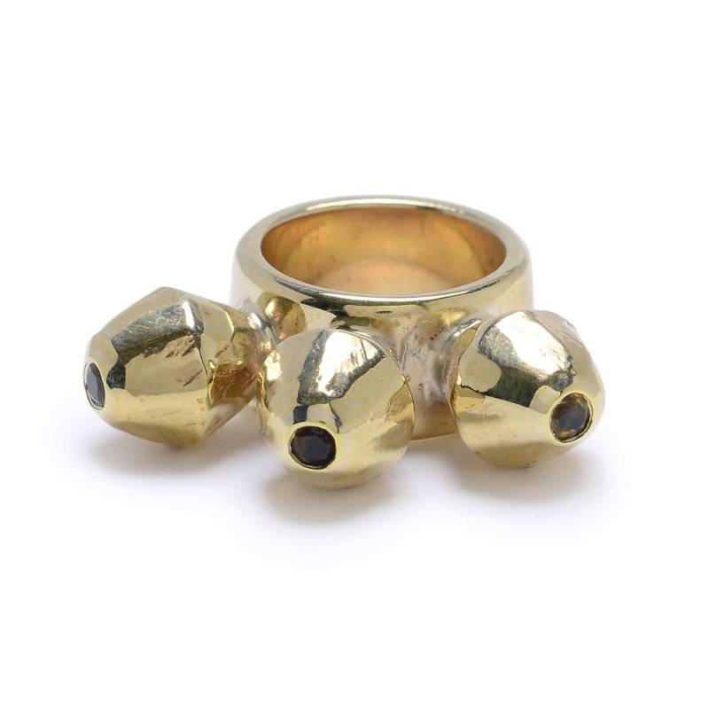 Drei Spitzen Punk Messingring Mit Topaz, Aussage Ring, Messing Schmuck, Moderne Punkrock, Handgefertigten Unikat, Einzigartig Drei Spitzen Punk Messingring Mit Topaz, Aussage Ring, Messing Schmuck, Moderne Punkrock, Handgefertigten Unikat, Einzigartig von RebeccaNadlerDesigns