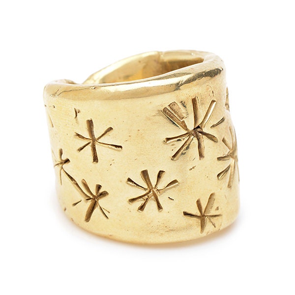 Snow Flake Ring, Ring-Anweisung, Messingring, Winter Mode, Handgefertigten Schmuck, Statement Messing Schneeflocke Design, Einzigartig von RebeccaNadlerDesigns