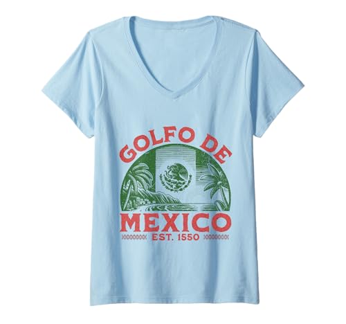 Damen Golfo De Mexico 1550 | Gedenkmünze Golf von Mexiko Vintage T-Shirt mit V-Ausschnitt Damen Golfo De Mexico 1550 | Gedenkmünze Golf von Mexiko Vintage T-Shirt mit V-Ausschnitt von Rebel Classics
