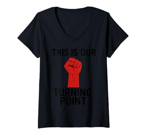Damen Das ist unser Wendepunkt T-Shirt mit V-Ausschnitt Damen Das ist unser Wendepunkt T-Shirt mit V-Ausschnitt von Rebel Core Collective