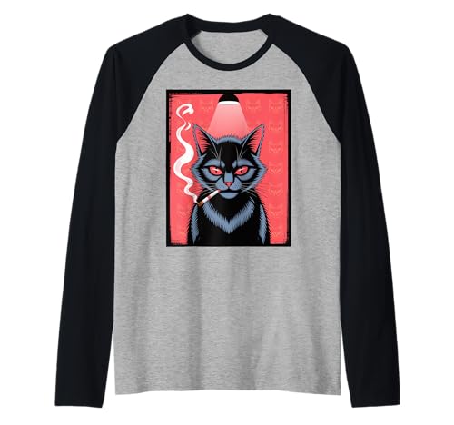 Lustiger Spruch Rauchende Katze Rote Augen Grunge Attitude Damen Herren Raglan Lustiger Spruch Rauchende Katze Rote Augen Grunge Attitude Damen Herren Raglan von Rebel Feline Humor Gothic Indie Punk Streetwear