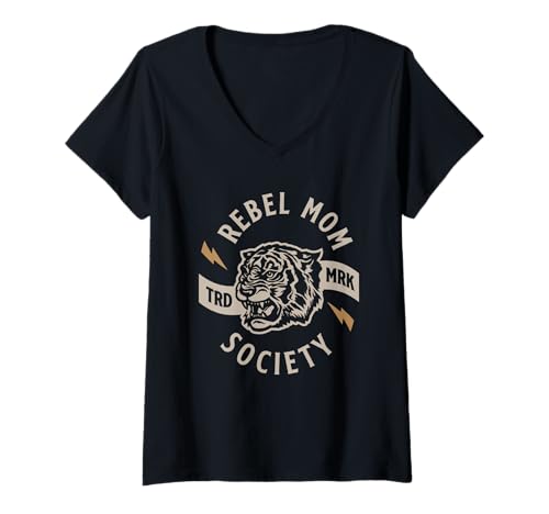 Damen Rebel Mom Society T-Shirt mit V-Ausschnitt von Rebel Girl Society