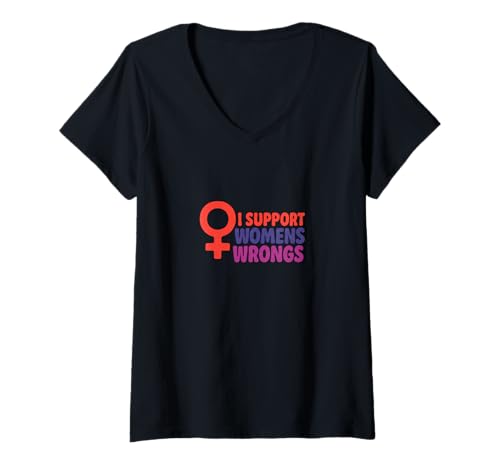 Damen Ich unterstütze das Unrecht von Frauen Lustiger feministischer Humor T-Shirt mit V-Ausschnitt von Rebel Petal Studios