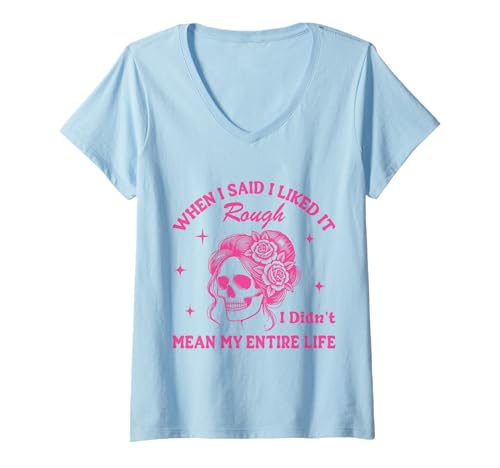 Damen Totenkopf Leben Humor für Frauen Casual Style T-Shirt mit V-Ausschnitt Damen Totenkopf Leben Humor für Frauen Casual Style T-Shirt mit V-Ausschnitt von Rebel Soul Artistic Graphic Collection