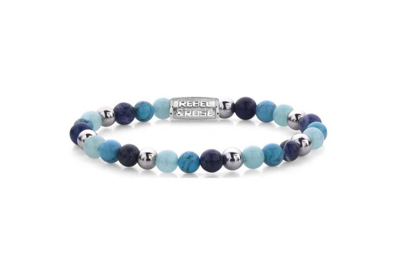 Rebel & Rose Armband Armband 6mm Sodalit, Turqurenit und Blauer Jade silberfarbene Steine von Rebel & Rose