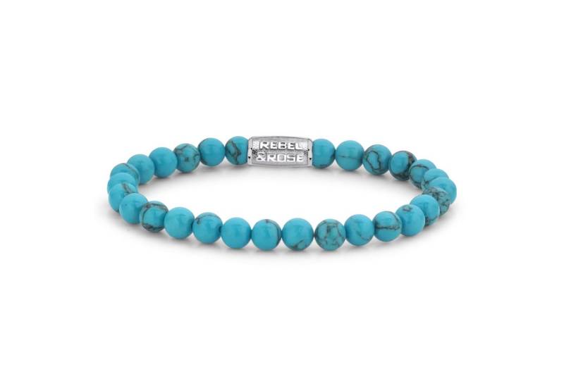 Rebel & Rose Armband Armband aus 6mm Turqurenit-Edelsteinen mit Edelstahlverschluss von Rebel & Rose
