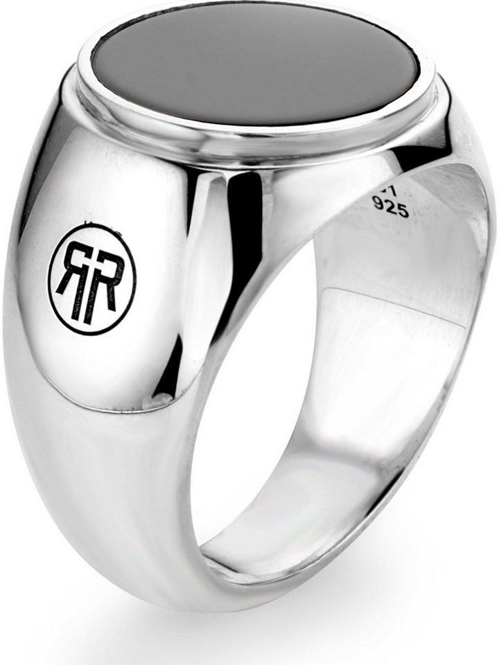 Rebel & Rose Fingerring Rebel & Rose Herren-Herrenring 925er Silber Onyx, Onyx, behandelt von Rebel & Rose