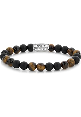 Rebel & Rose Unisex-Armband Farbstein, 925er Silber Onyx S Braun 32021123 von Rebel & Rose