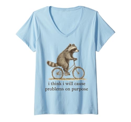 Damen I Think I Will Cause Problems On Purpose T-Shirt mit V-Ausschnitt Damen I Think I Will Cause Problems On Purpose T-Shirt mit V-Ausschnitt von Rebell Lustig Sarkastisch Probleme Gans