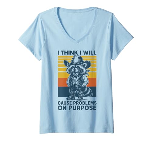 Damen I Think I Will Cause Problems On Purpose T-Shirt mit V-Ausschnitt Damen I Think I Will Cause Problems On Purpose T-Shirt mit V-Ausschnitt von Rebell Lustig Sarkastisch Probleme Gans