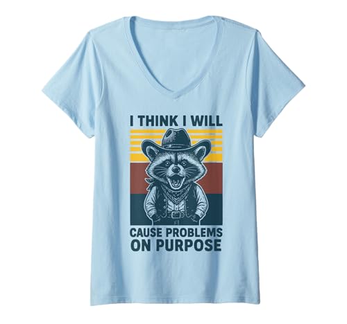 Damen I Think I Will Cause Problems On Purpose T-Shirt mit V-Ausschnitt Damen I Think I Will Cause Problems On Purpose T-Shirt mit V-Ausschnitt von Rebell Lustig Sarkastisch Probleme Gans