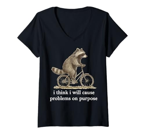 Damen I Think I Will Cause Problems On Purpose T-Shirt mit V-Ausschnitt Damen I Think I Will Cause Problems On Purpose T-Shirt mit V-Ausschnitt von Rebell Lustig Sarkastisch Probleme Gans