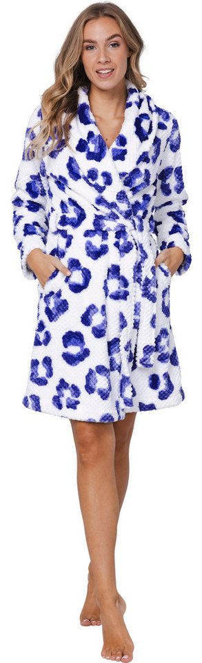 Rebelle Damenbademantel Damen Fleece Morgenmantel, Midi, Polyester, Schalkragen, Gürtel, Modisches Design von Rebelle