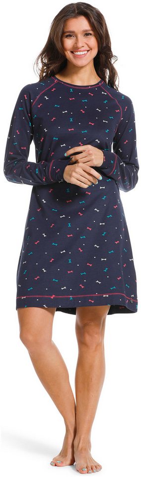 Rebelle Nachthemd Damen Nachthemd mit langem Arm (1-tlg) Modisches Design von Rebelle
