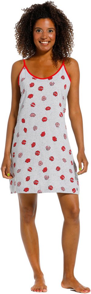 Rebelle Nachthemd Damen Schlafshirt Spaghetti Träger (1-tlg) Modisches Design von Rebelle