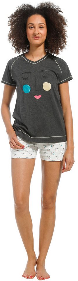 Rebelle Pyjama Damen Pyjama Shorty (2 tlg) Modisches Design von Rebelle