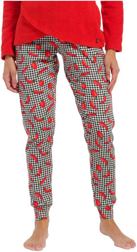 Rebelle Pyjamahose Damen Pyjama Hose Paprika (1-tlg) Modisches Design von Rebelle